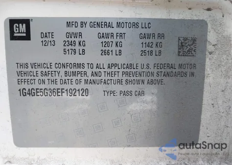 2014 Buick Lacrosse Premium I Group from USA, damaged, VIN 1G4GE5G36EF192120
